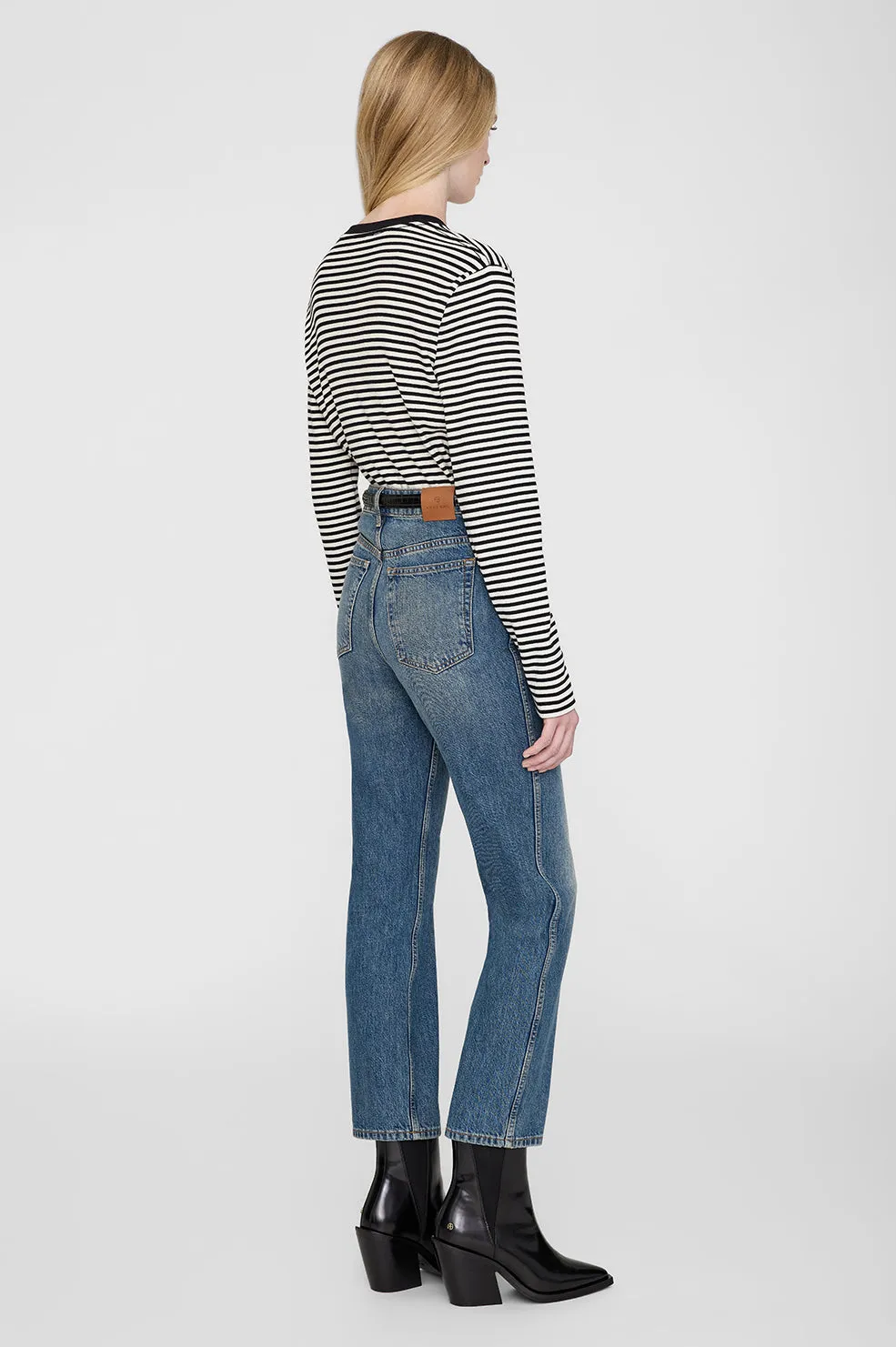 Alessia Long Sleeve Tee - Cream And Black Stripe -ANINE BING
