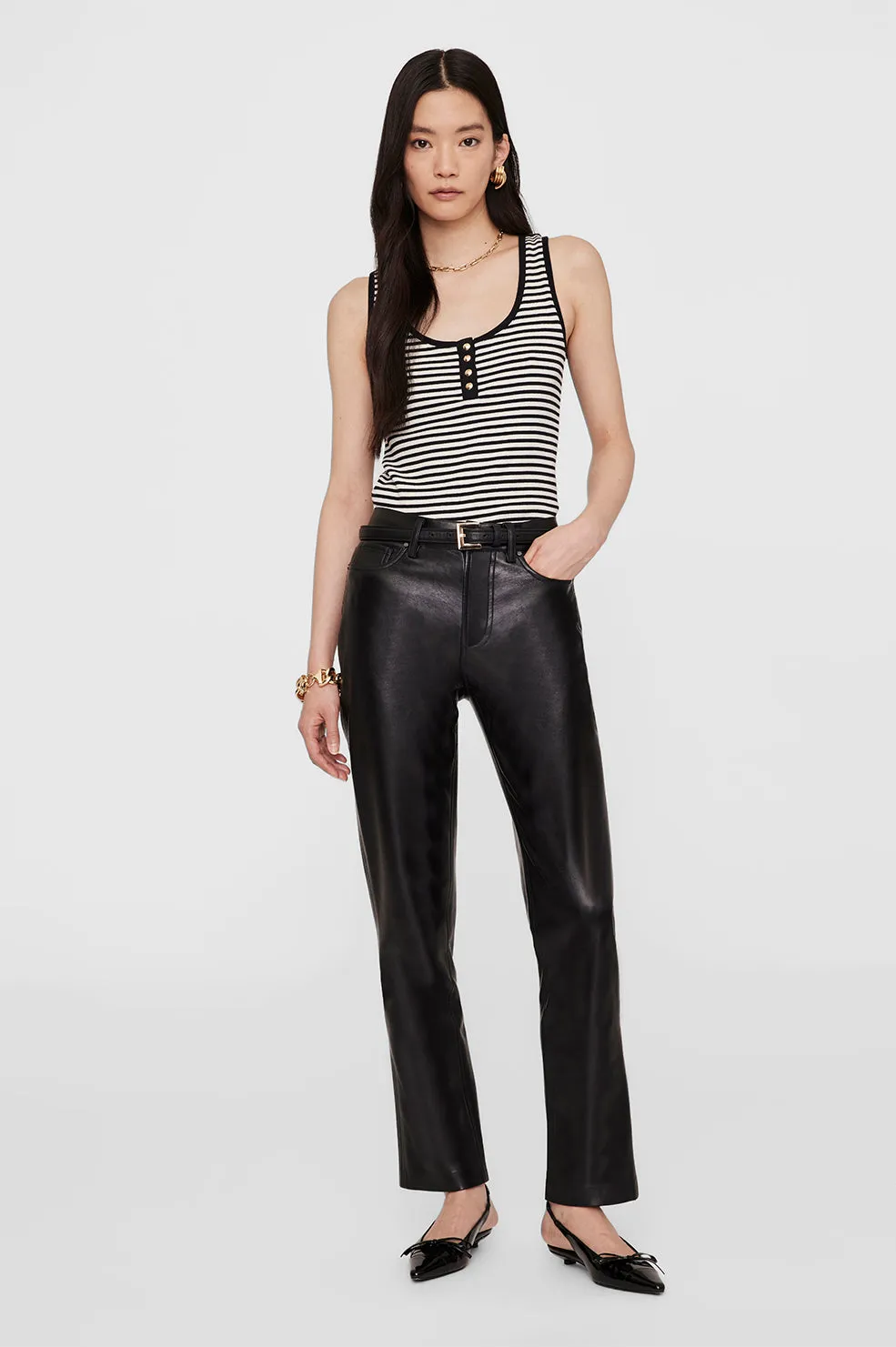 Alessia Tank - Cream And Black Stripe -ANINE BING