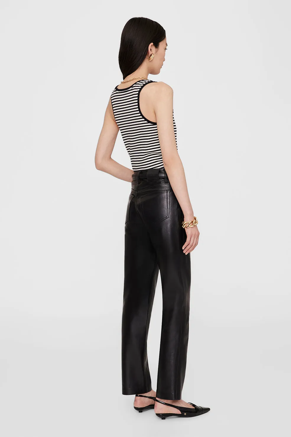 Alessia Tank - Cream And Black Stripe -ANINE BING