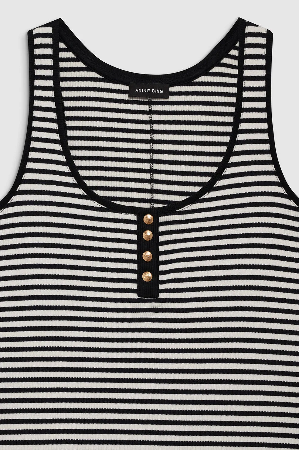 Alessia Tank Midi Dress - Cream And Black Stripe -ANINE BING