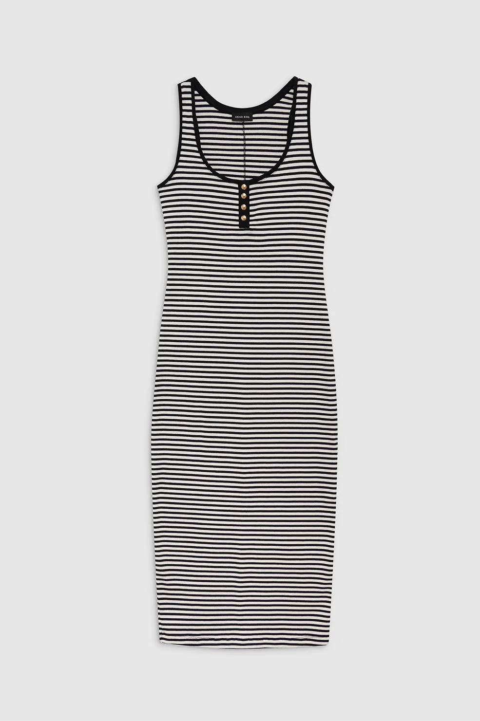 Alessia Tank Midi Dress - Cream And Black Stripe -ANINE BING