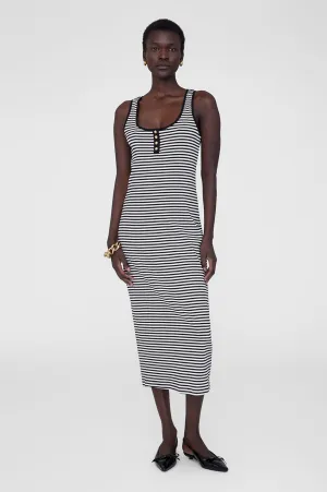 Alessia Tank Midi Dress - Cream And Black Stripe -ANINE BING
