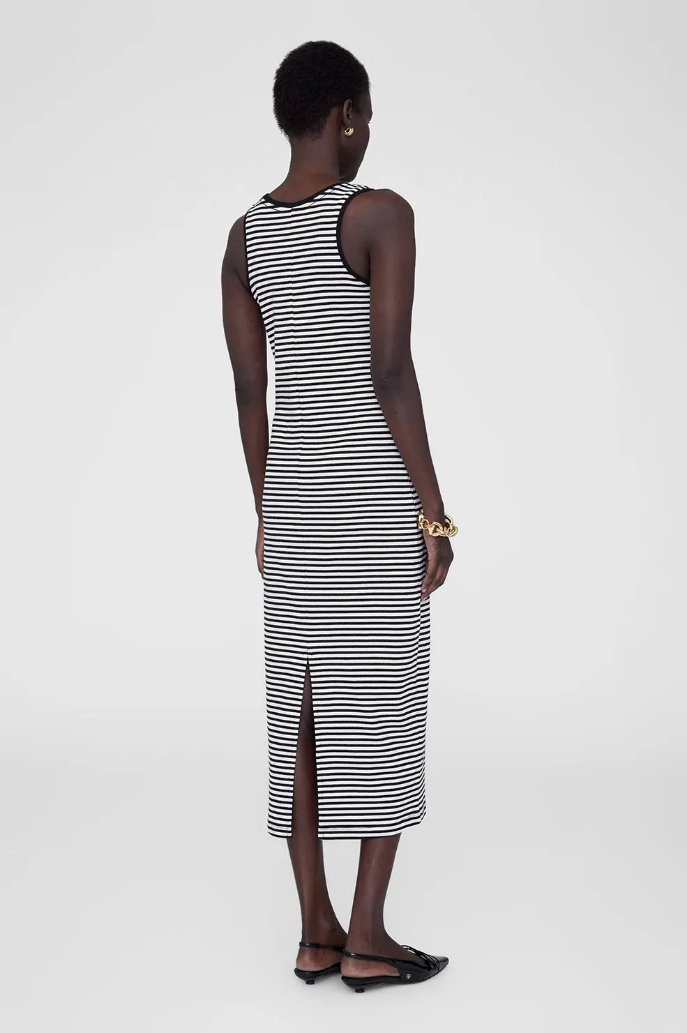 Alessia Tank Midi Dress - Cream And Black Stripe -ANINE BING