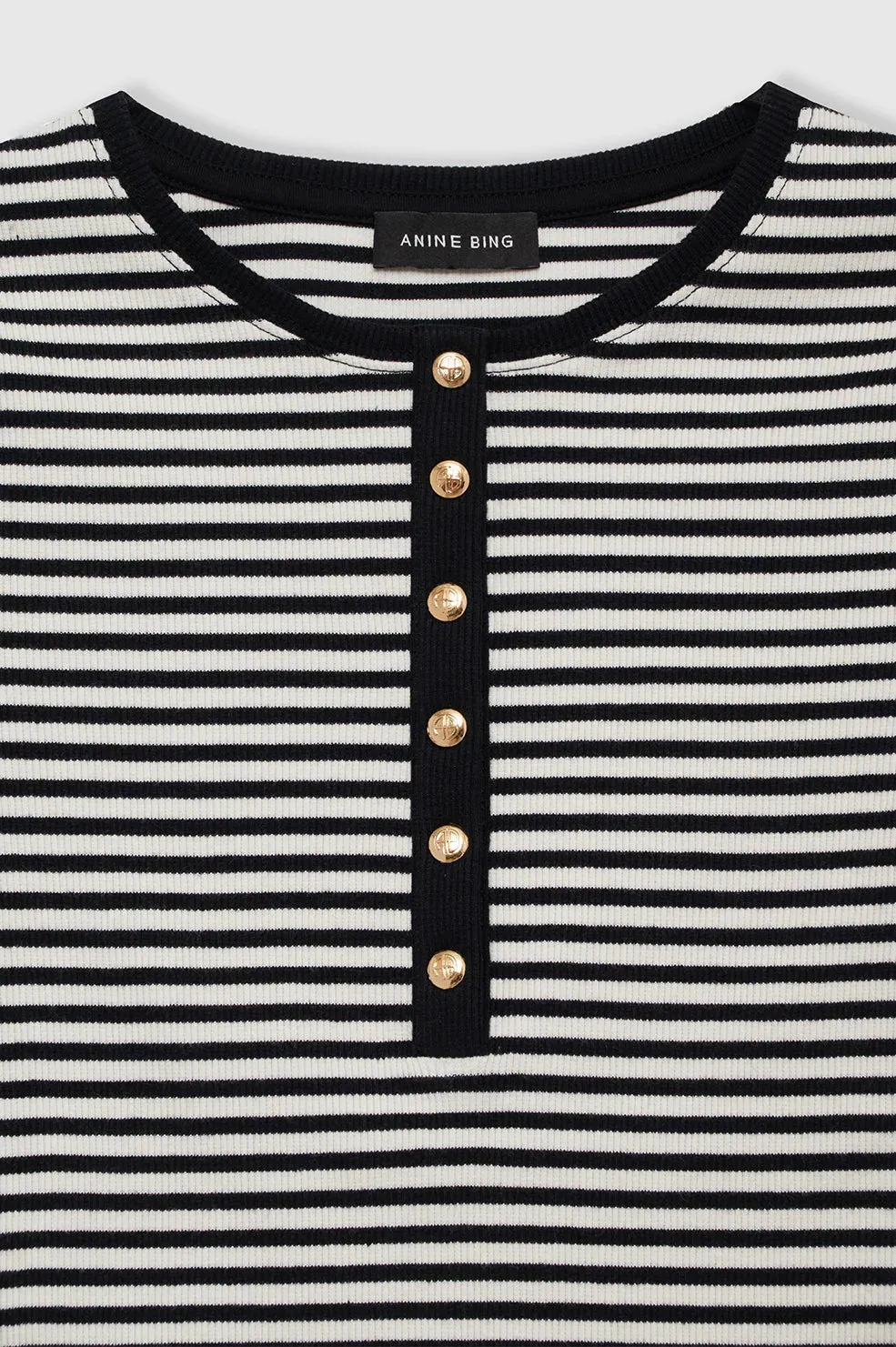 ALESSIA TEE - CREAM AND BLACK STRIPE - ANINE BING