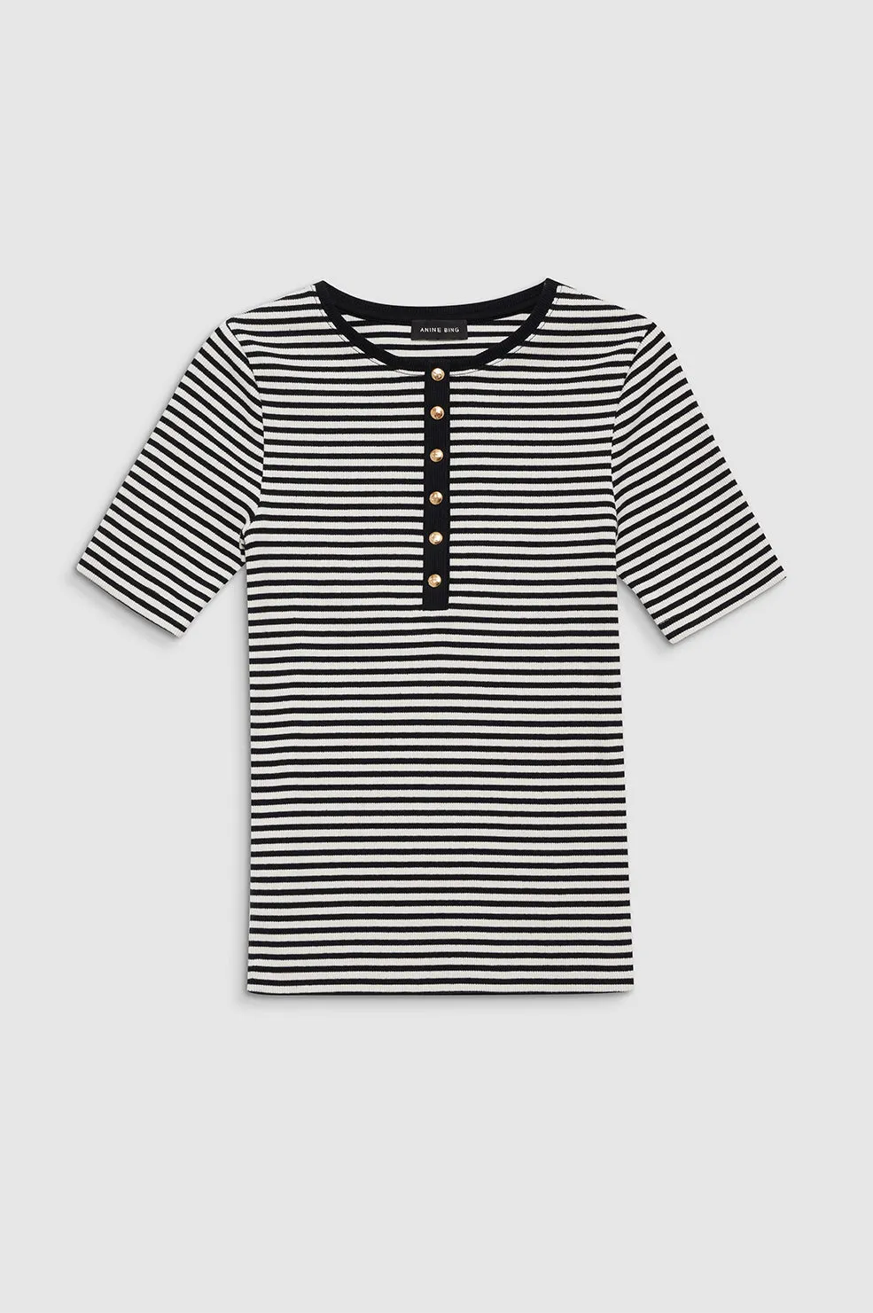 Alessia Tee - Cream And Black Stripe -ANINE BING