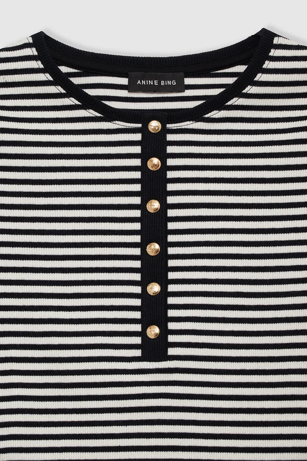 Alessia Tee - Cream And Black Stripe -ANINE BING