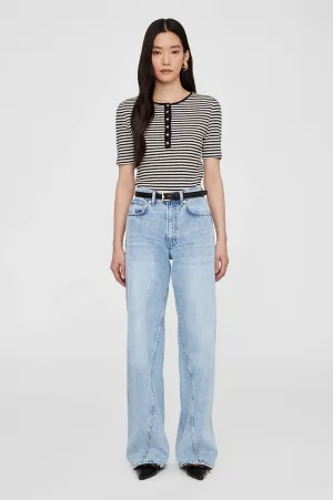 ALESSIA TEE - CREAM AND BLACK STRIPE - ANINE BING