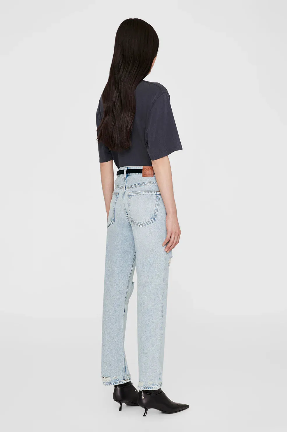 AVI TEE COLLEGIATE LEOPARD - WASHED CHARCOAL - ANINE BING