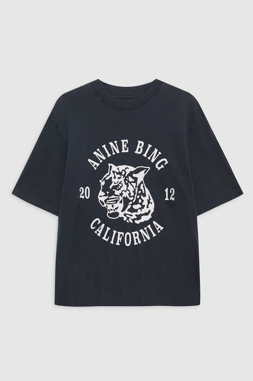 Avi Tee Collegiate Leopard - Washed Charcoal -ANINE BING