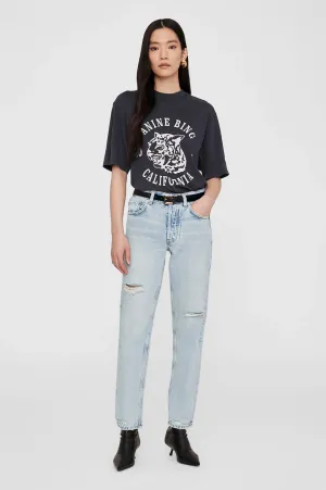 AVI TEE COLLEGIATE LEOPARD - WASHED CHARCOAL - ANINE BING