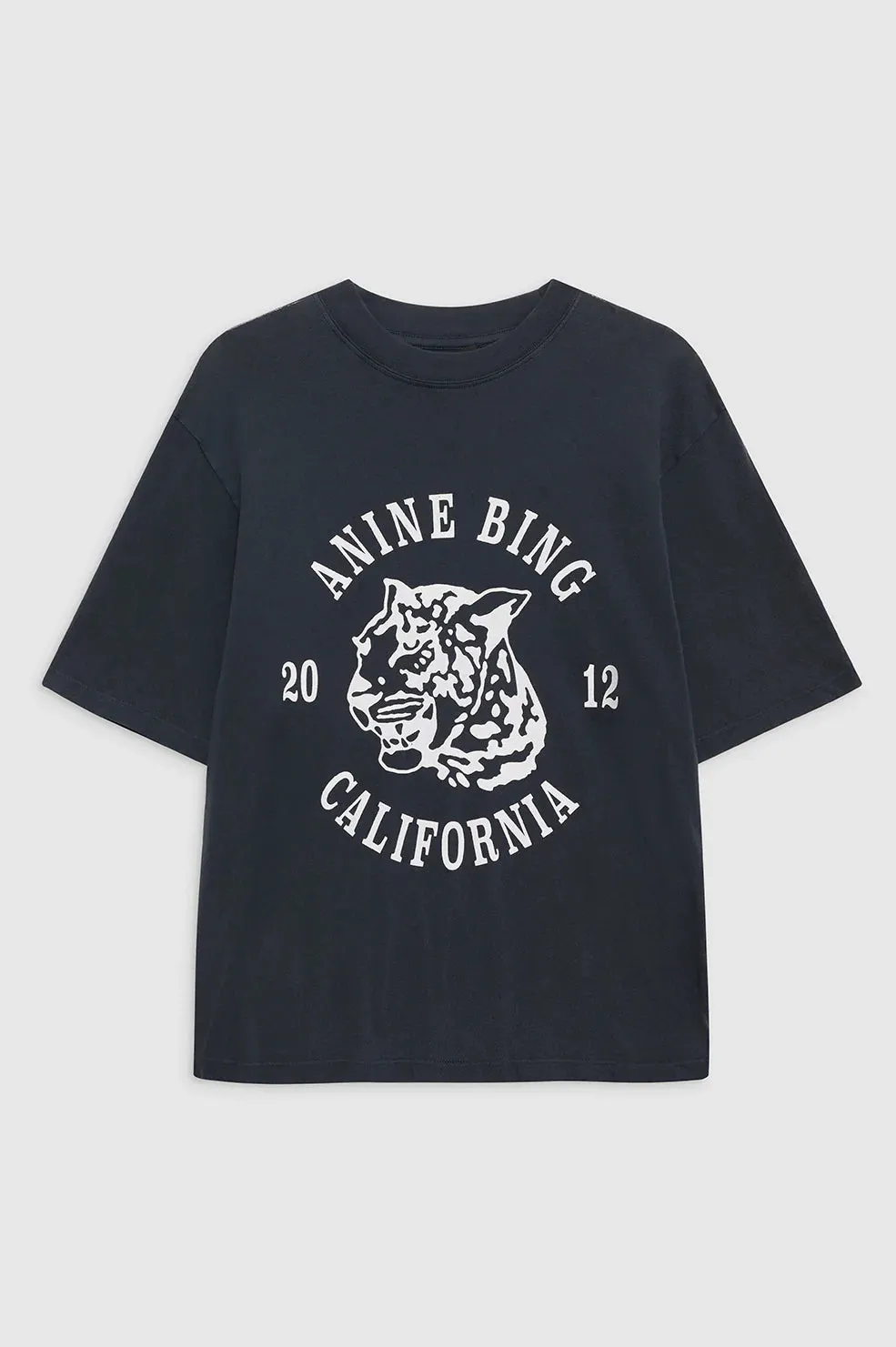 AVI TEE COLLEGIATE LEOPARD - WASHED CHARCOAL - ANINE BING