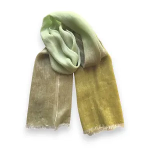 BAJRA - HAND DYED LINEN BLEND SCARF IN LEMONGRASS OMBRE