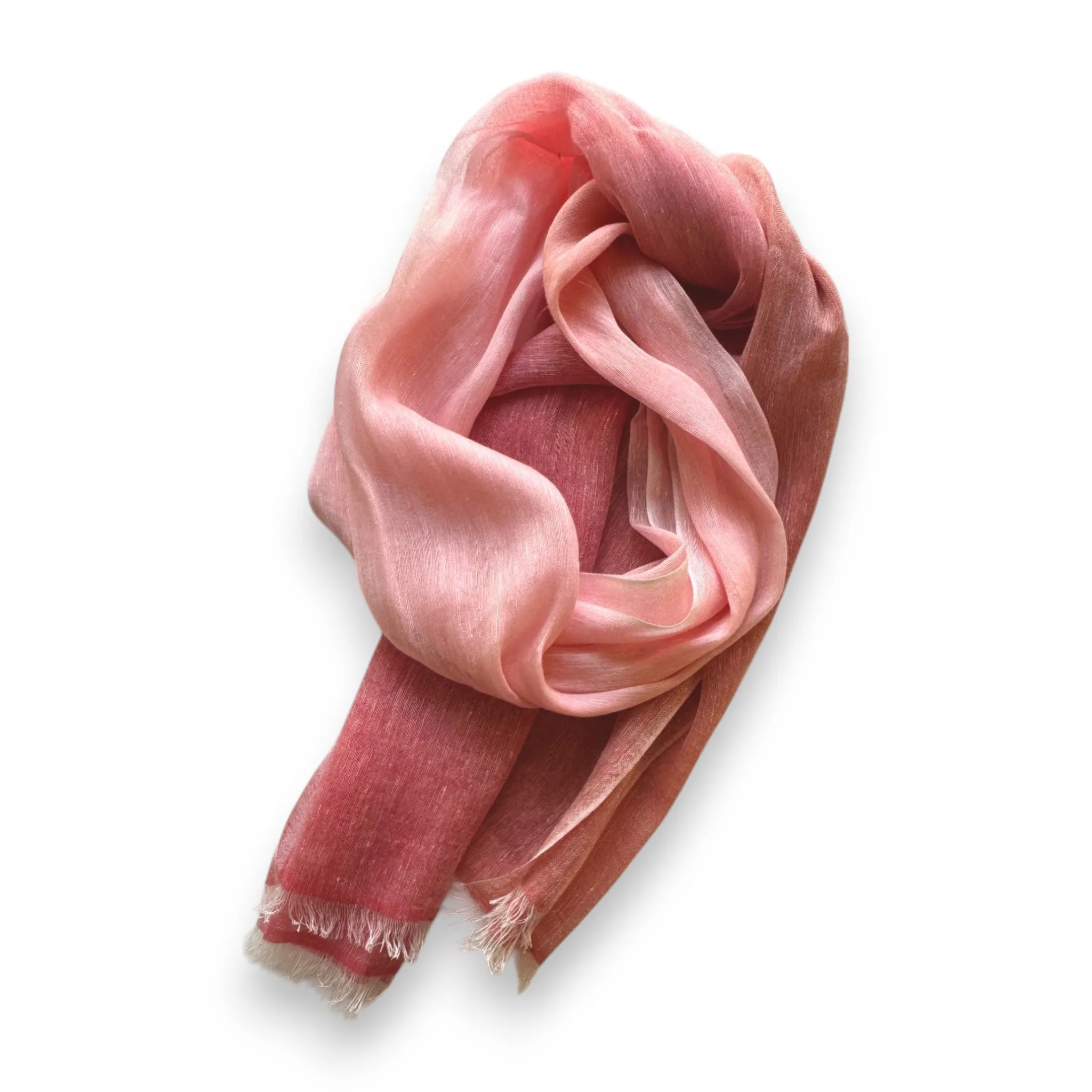 BAJRA - HAND DYED LINEN BLEND SCARF IN PEONY BLUSH OMBRE