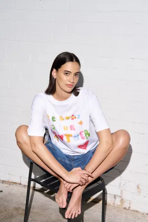 BE GOOD TO YOUR MOTHER OVERSIZE TEE - LUCENT WHITE - MAKU