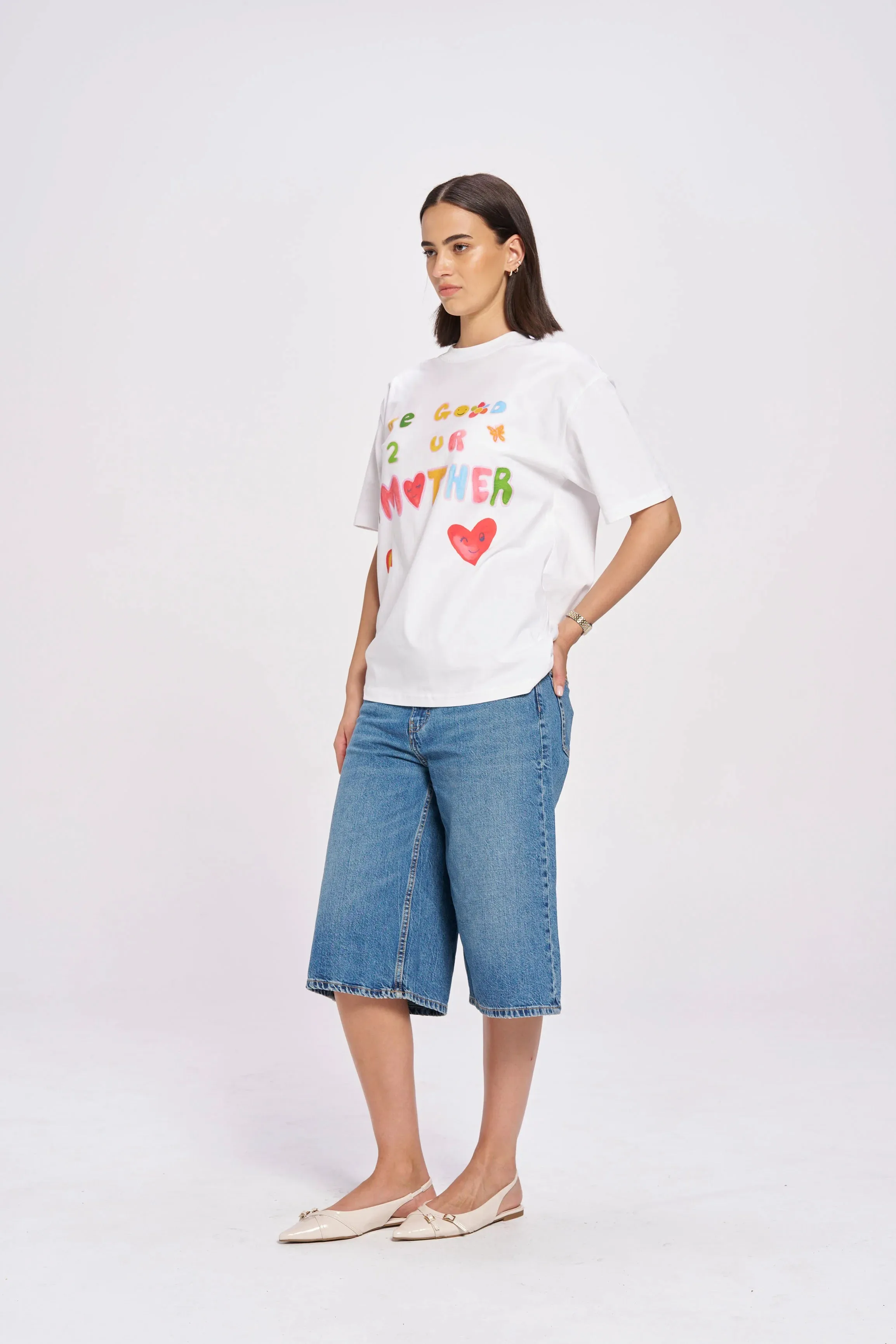 BE GOOD TO YOUR MOTHER OVERSIZE TEE - LUCENT WHITE - MAKU