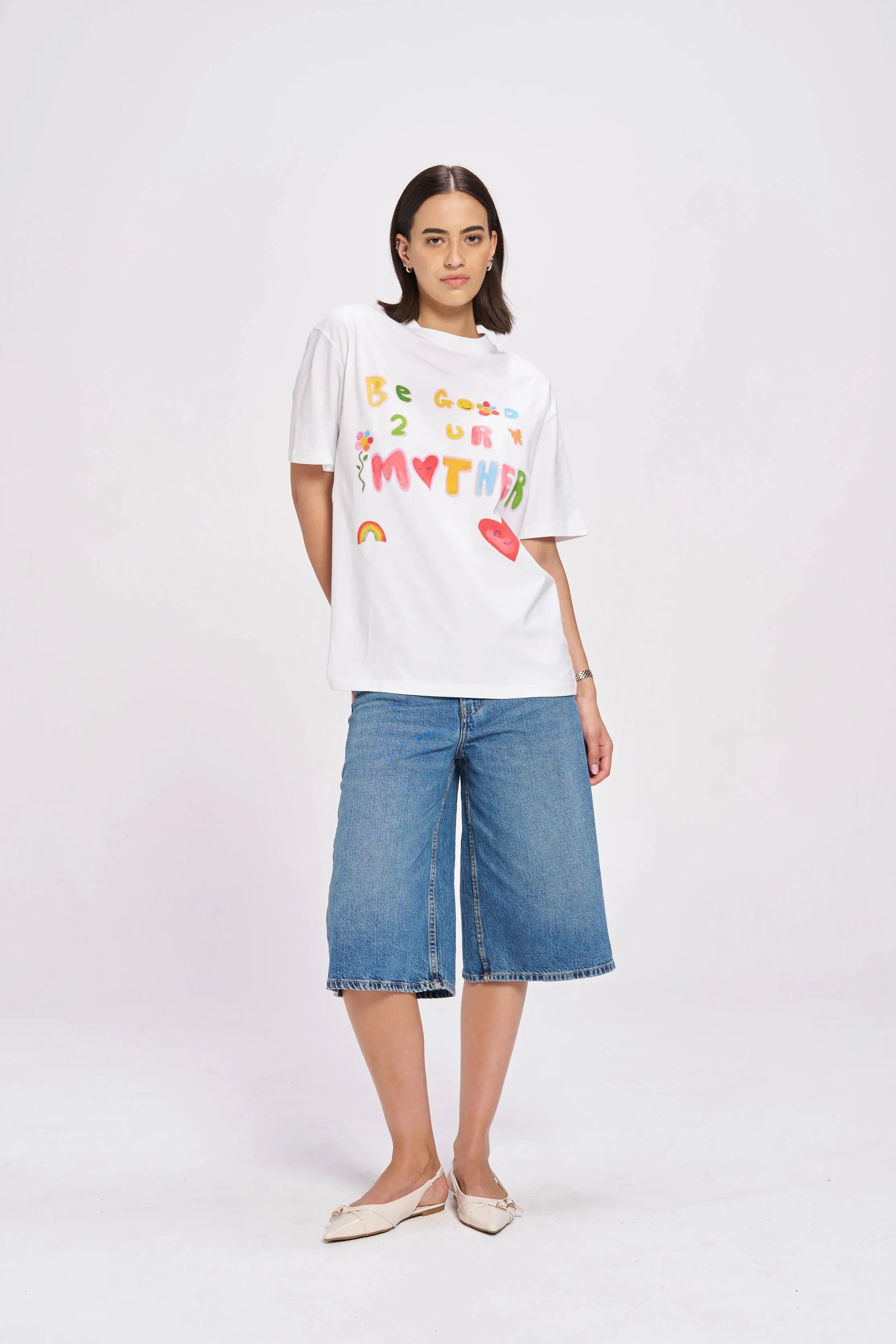BE GOOD TO YOUR MOTHER OVERSIZE TEE - LUCENT WHITE - MAKU