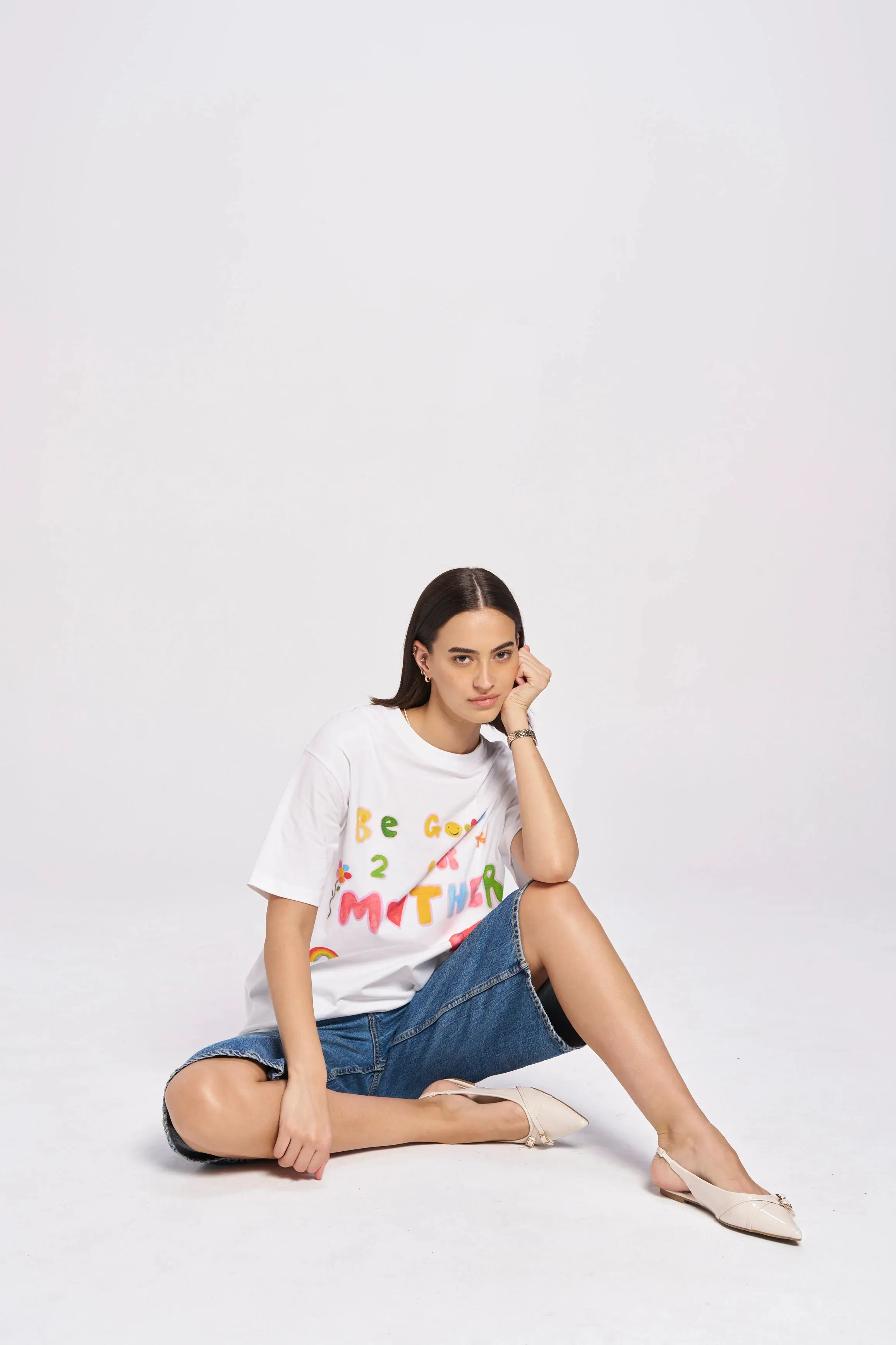 BE GOOD TO YOUR MOTHER OVERSIZE TEE - LUCENT WHITE - MAKU
