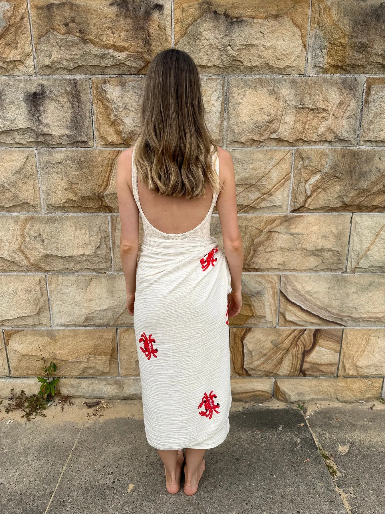 BEACH THROW -  NATURAL CRAB MOTIF - CIE CIE