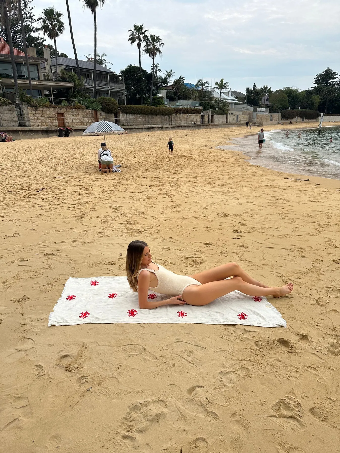 BEACH THROW -  NATURAL CRAB MOTIF - CIE CIE