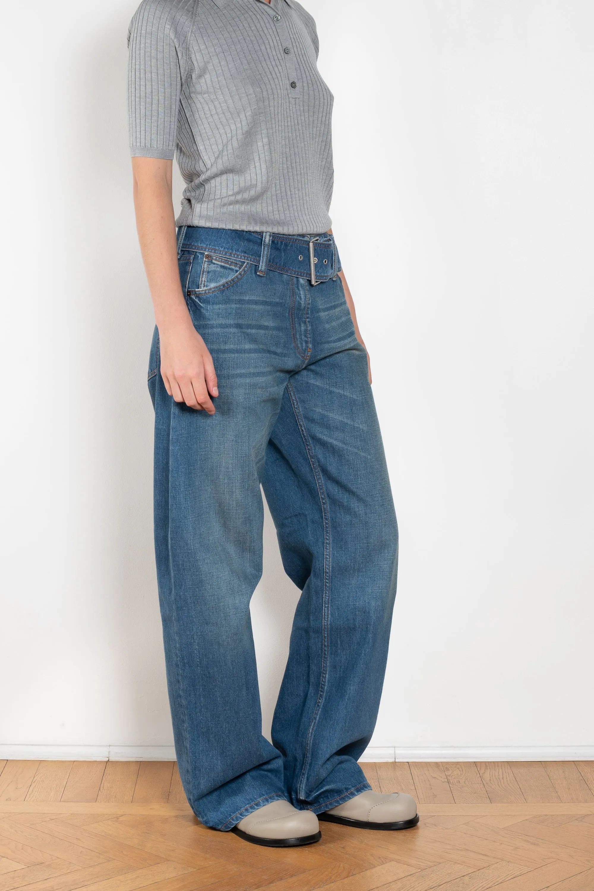 Belted Denim Trouser