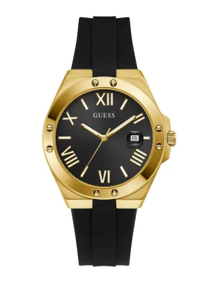 Black Gold Perspective Silicone Watch Guess