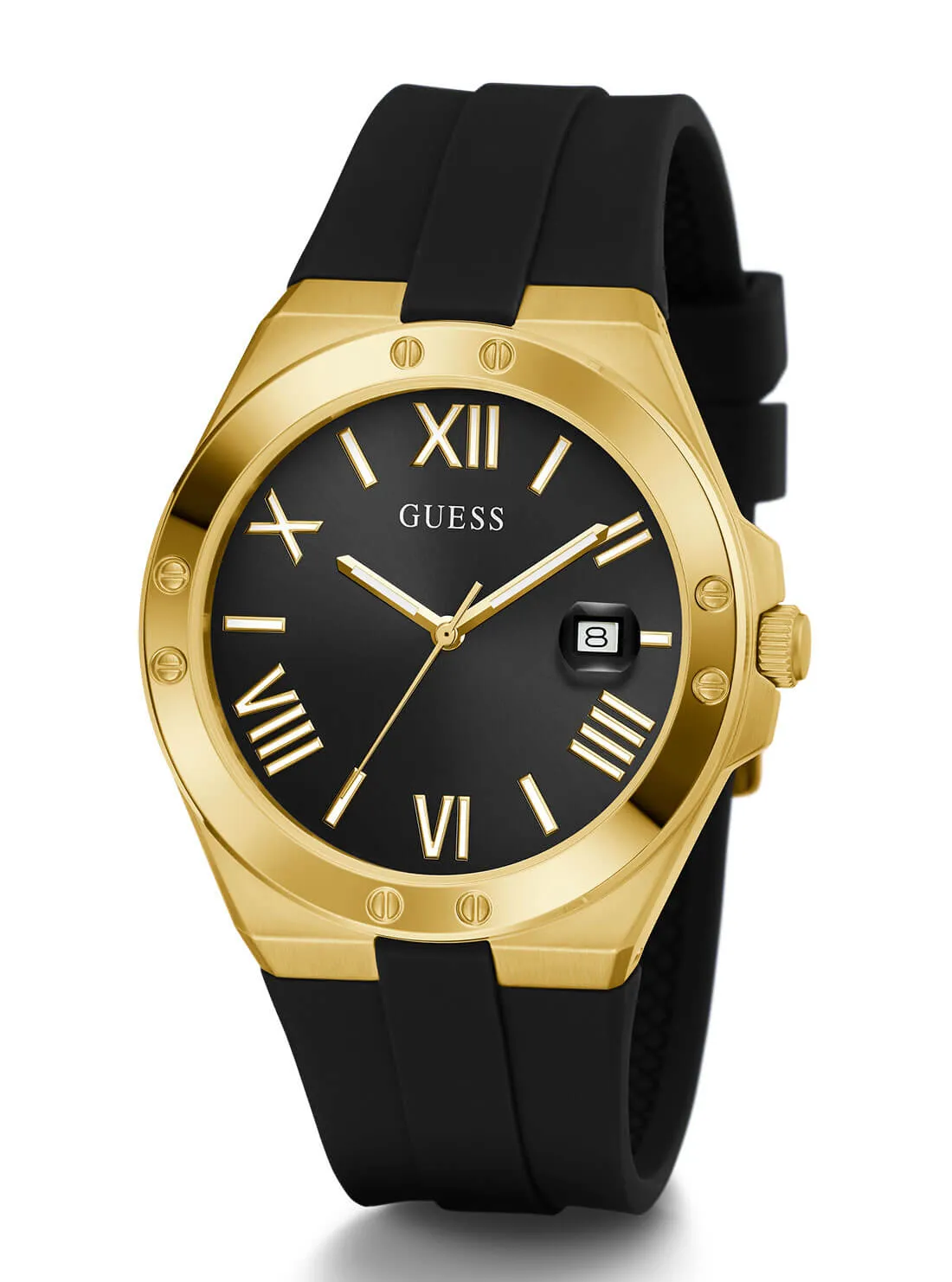 Black Gold Perspective Silicone Watch Guess