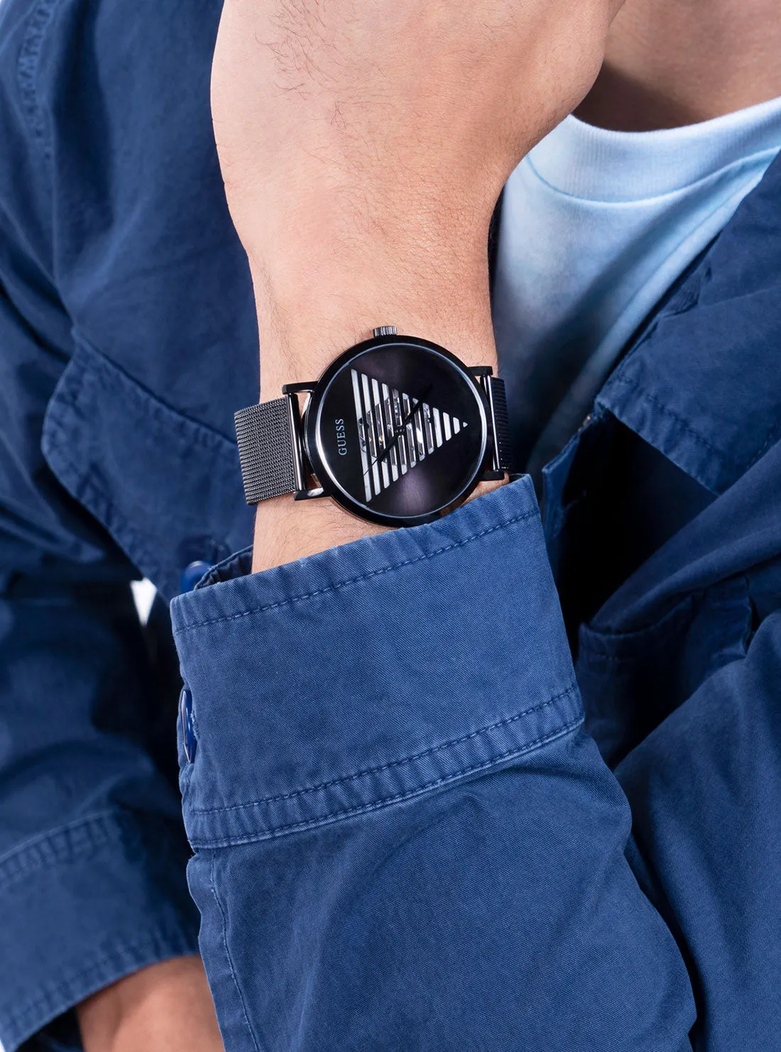 Black Idol Logo Mesh Watch Guess