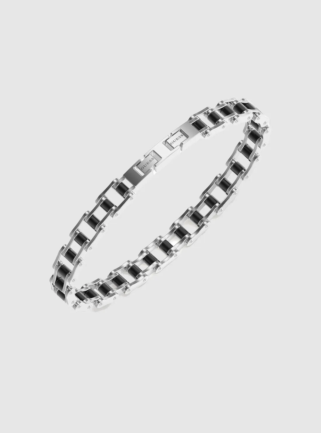 Black Silver Bicycle Chain Bracelet Guess