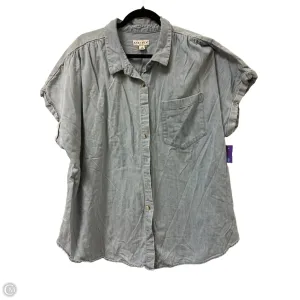 Blouse Short Sleeve By Ava & Viv In Blue Denim, Size: 3x