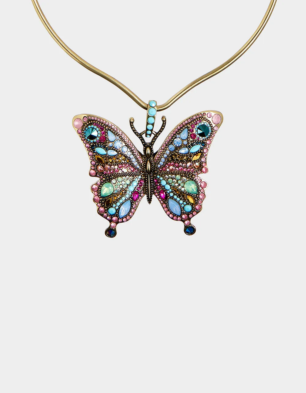 BOHO BUTTERFLY STONE BUTTERFLY ROUND WIRE NECKLACE MULTI Betsey Johnson