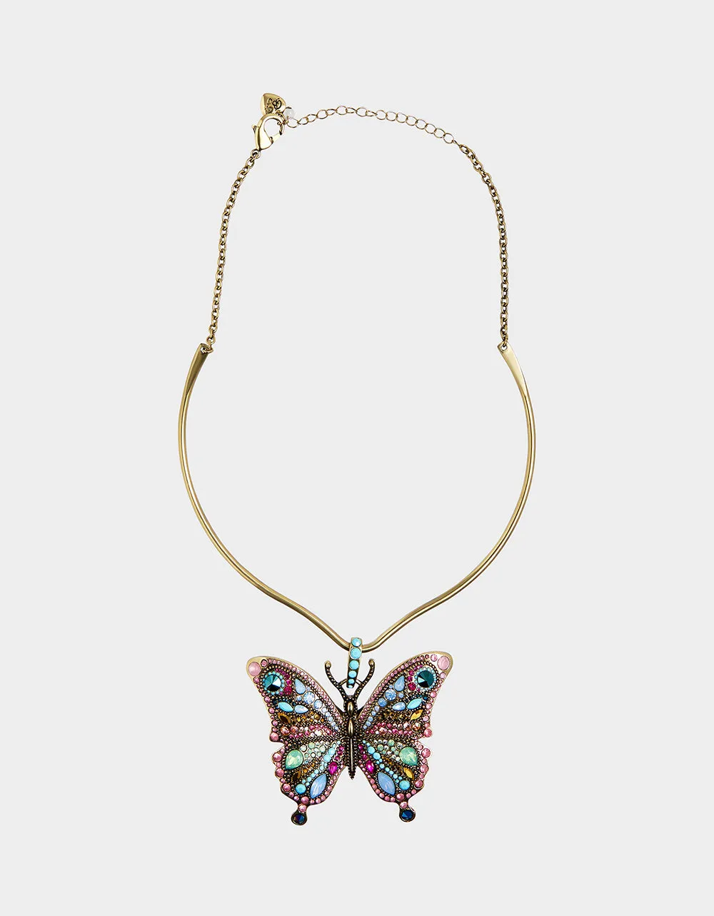 BOHO BUTTERFLY STONE BUTTERFLY ROUND WIRE NECKLACE MULTI Betsey Johnson