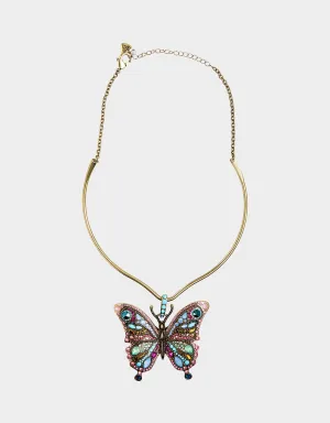 BOHO BUTTERFLY STONE BUTTERFLY ROUND WIRE NECKLACE MULTI Betsey Johnson
