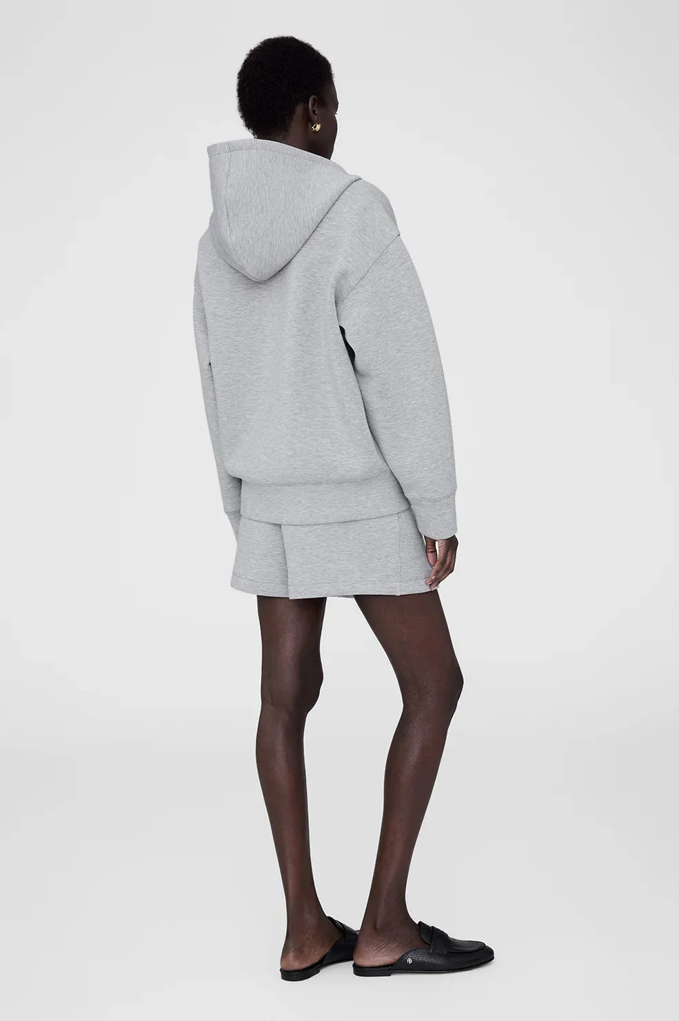 BOND ZIP UP HOODIE FRAMED MONOGRAM - HEATHER GREY - ANINE BING