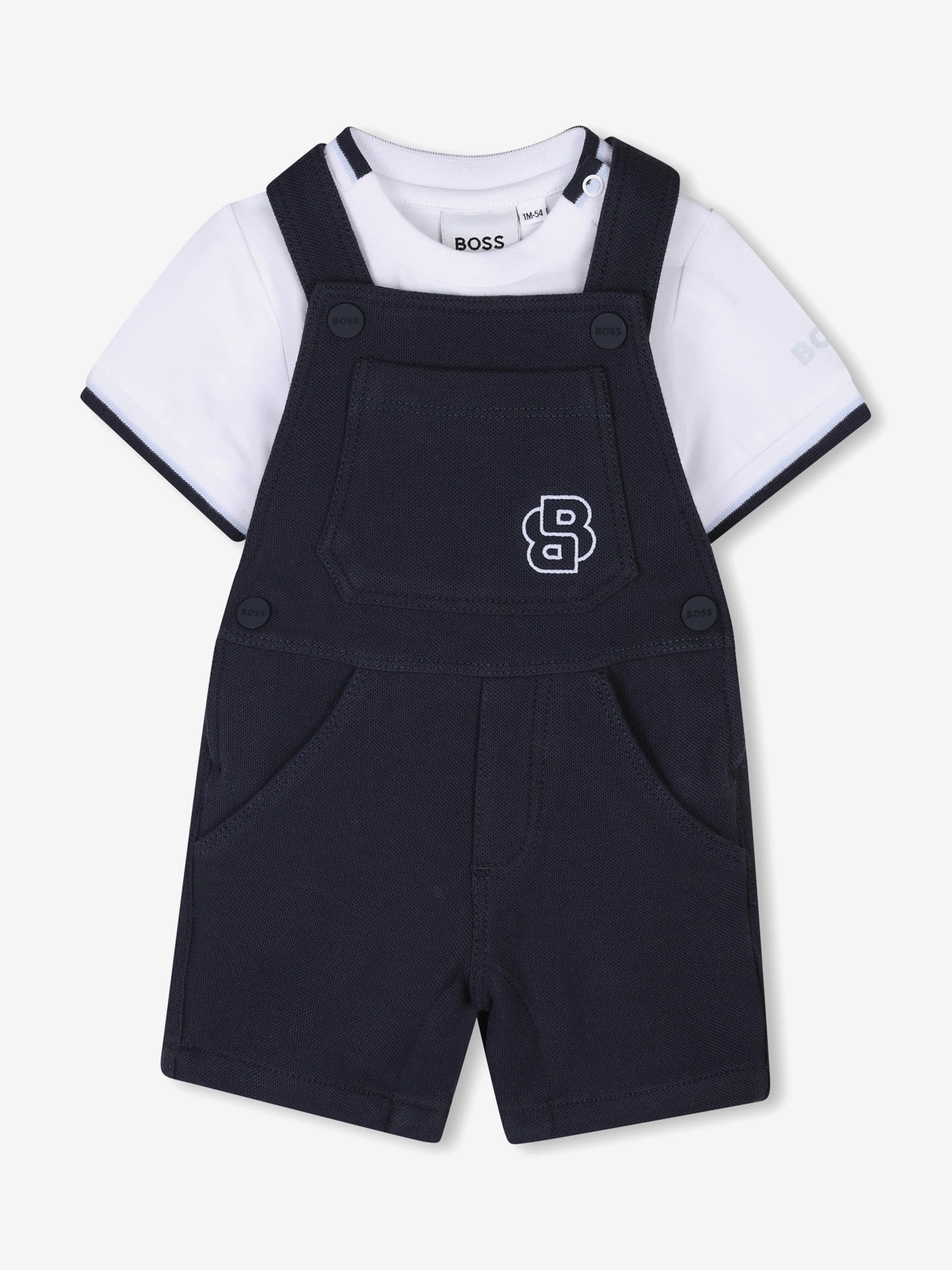 BOSS Baby Boys Dungarees Set in Navy