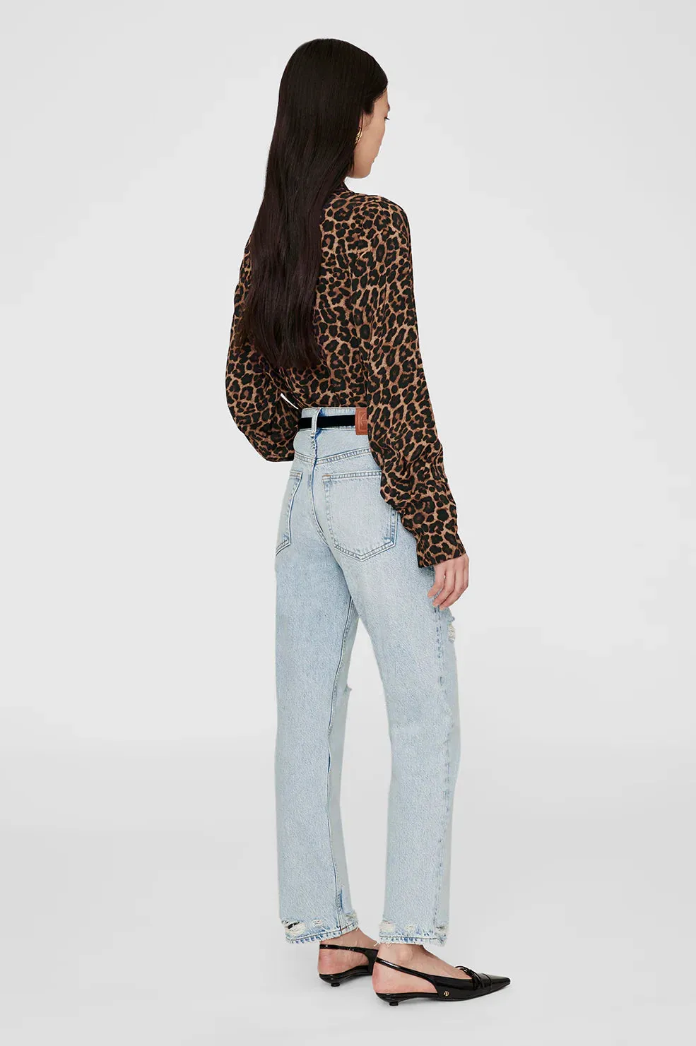BRIDGET SHIRT - BLACK AND BROWN LEOPARD - ANINE BING