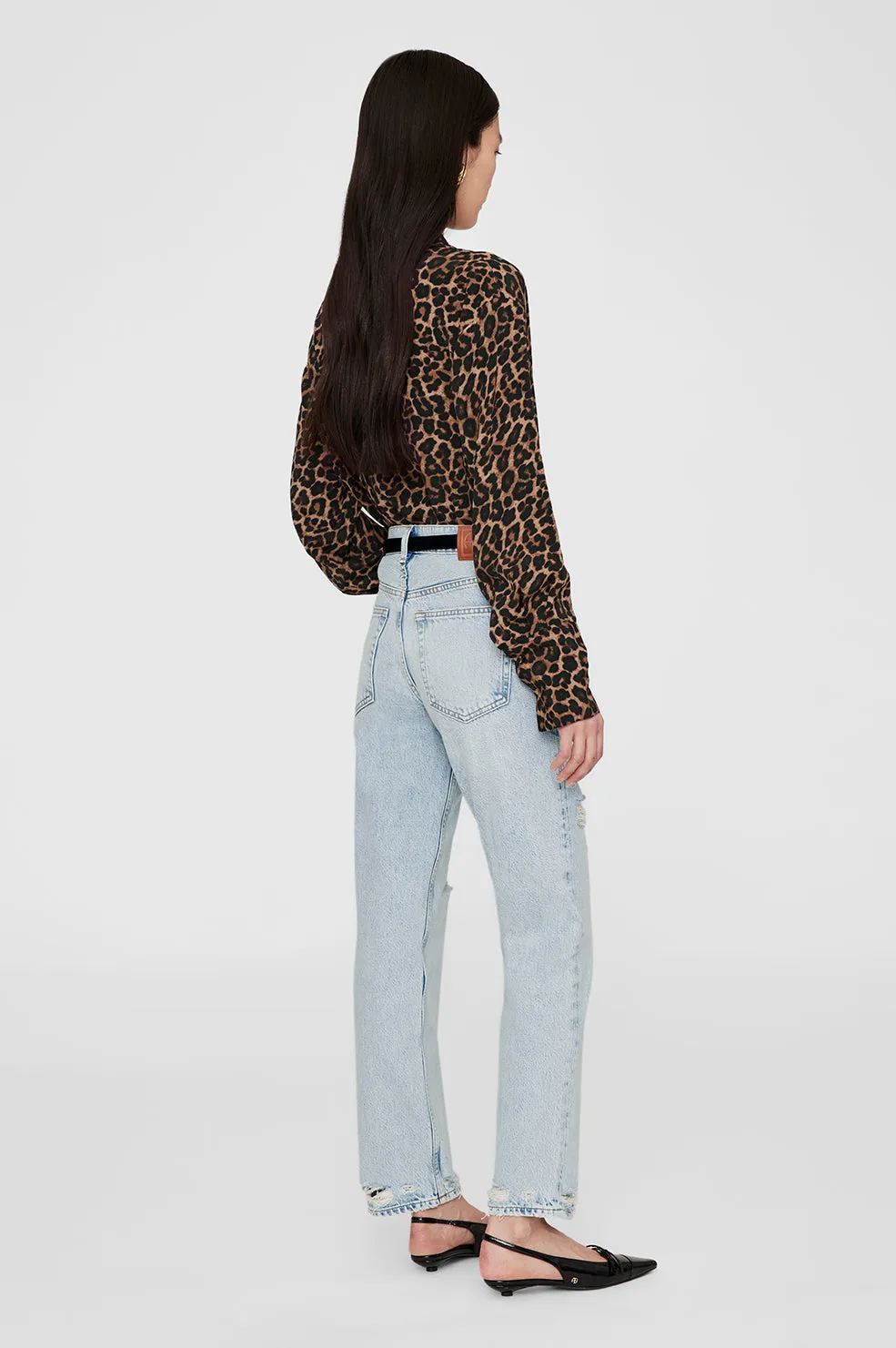 Bridget Shirt - Black And Brown Leopard -ANINE BING