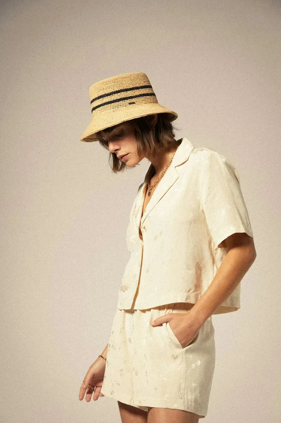 BRIXTON - SILKY JACQUARD SHIRT - WHITECAP FLORAL - SS25