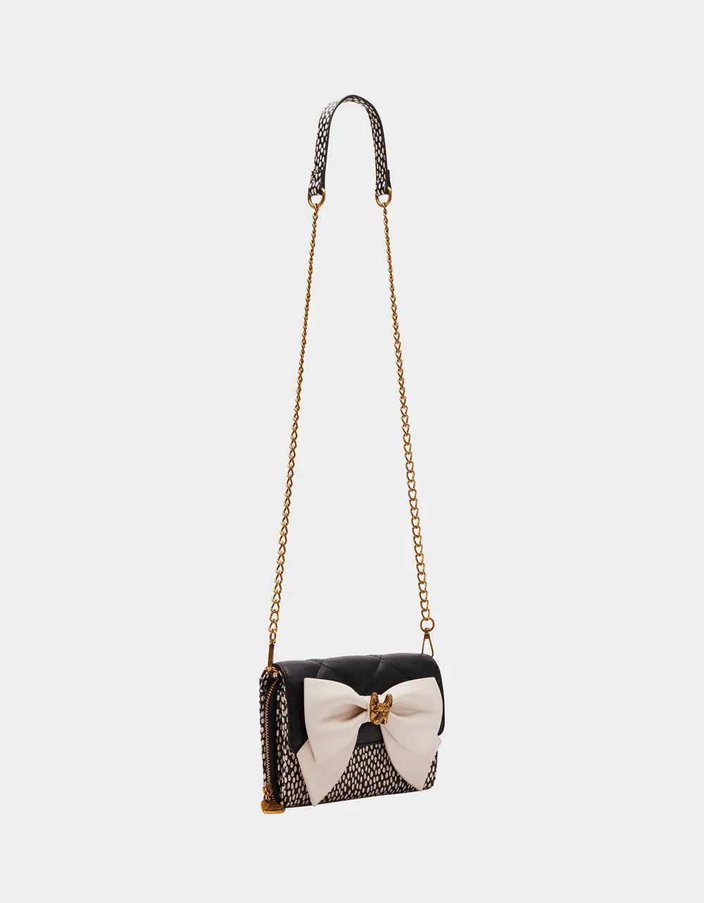 BULLDOG BOW WALLET ON CHAIN BLACK\WHITE Betsey Johnson