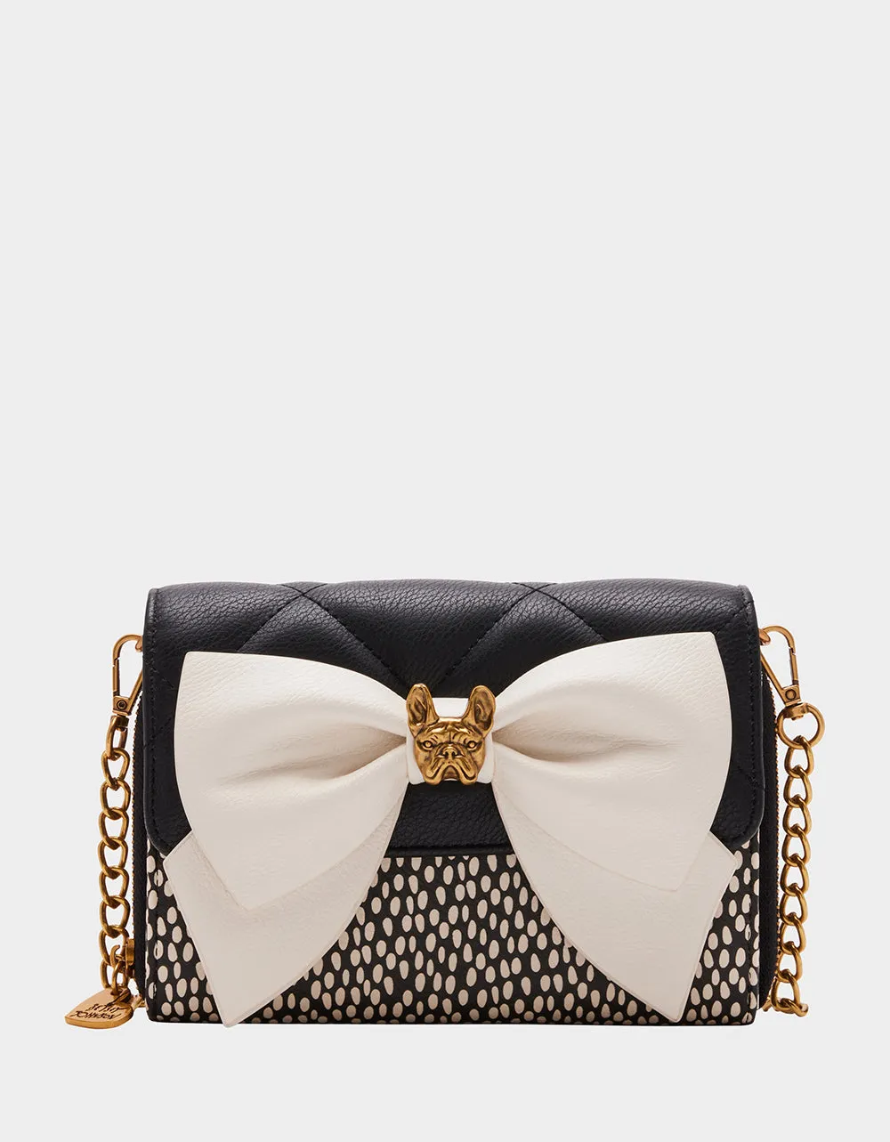 BULLDOG BOW WALLET ON CHAIN BLACK\WHITE Betsey Johnson
