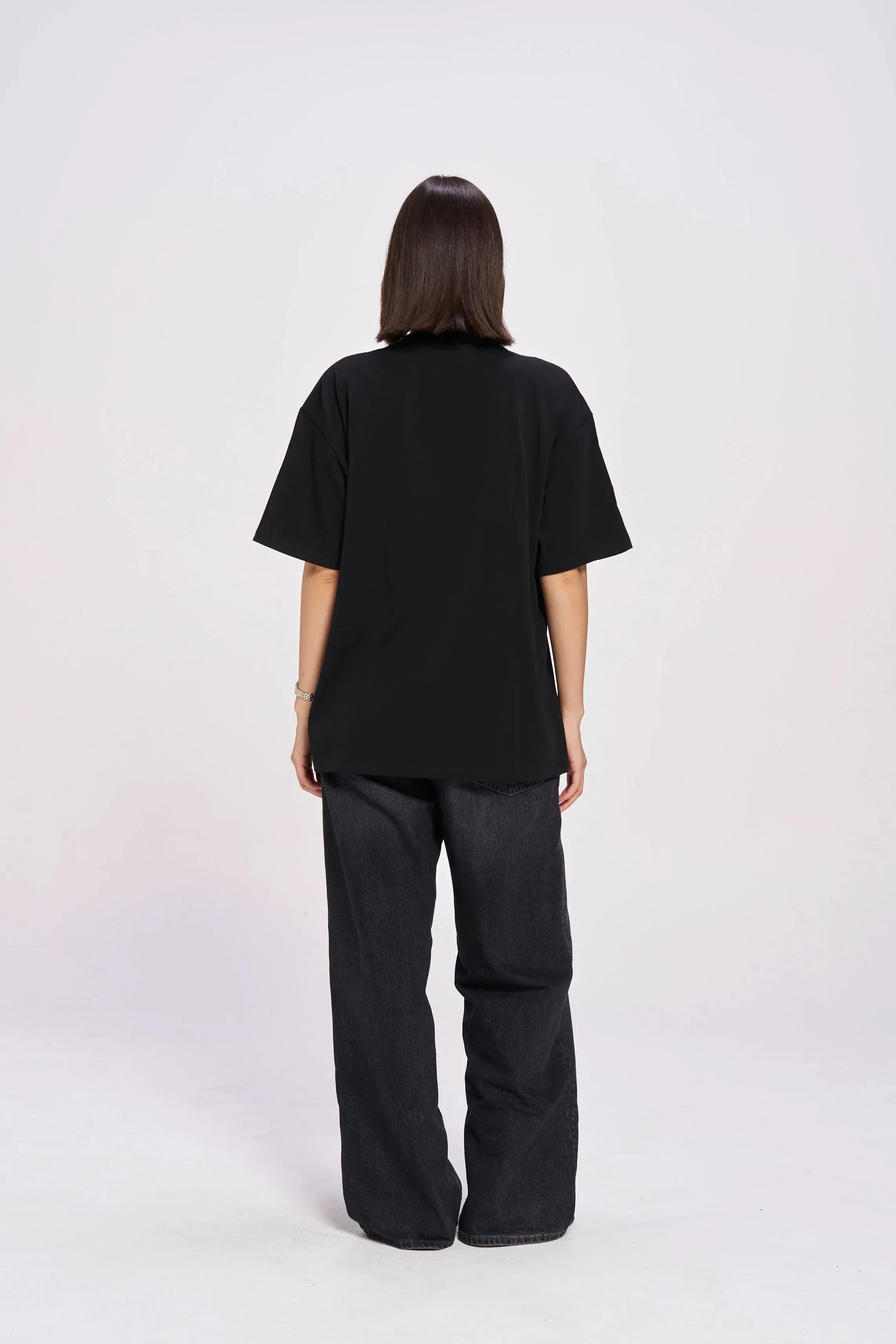 BURGUNDY HEARTS CLUB OVERSIZE TEE - BLACK BEAUTY - MAKU