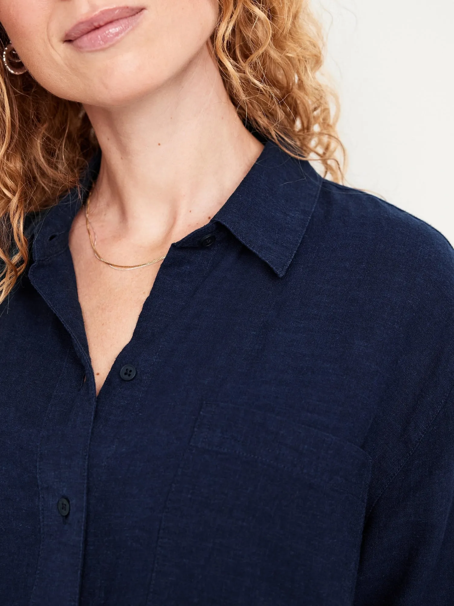 Button-Down Linen-Blend Striped Shirt