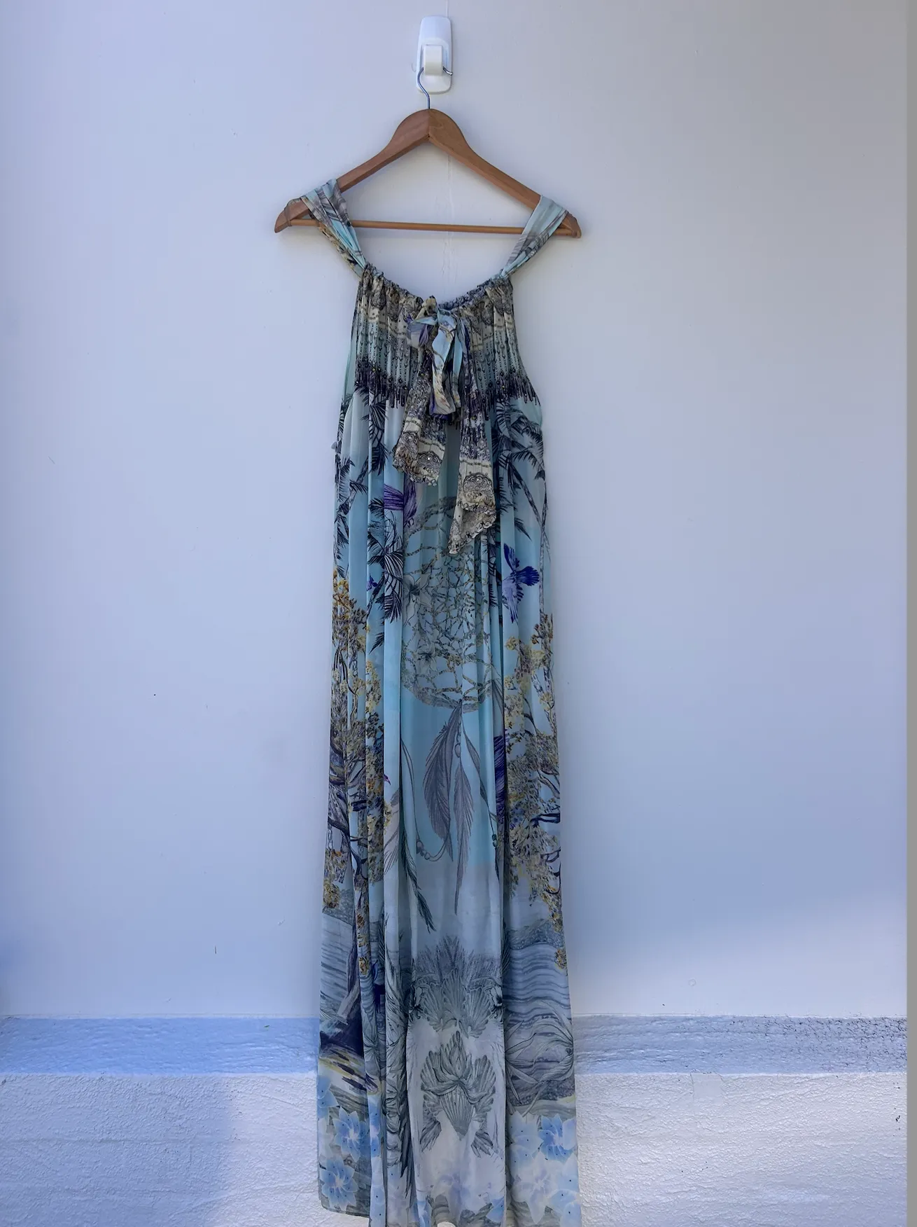 CAMILLA SILK BEADED MAXI DRESS - BLUE - PRE LOVED