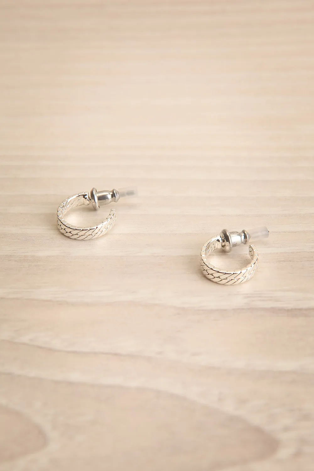 Cavalier Silver | Hoop Earrings w/ Herringbone Pattern