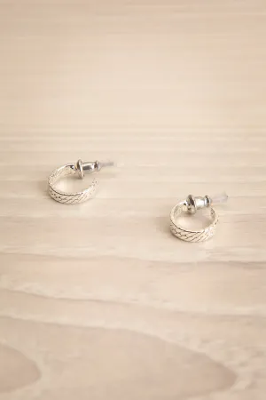 Cavalier Silver | Hoop Earrings w/ Herringbone Pattern
