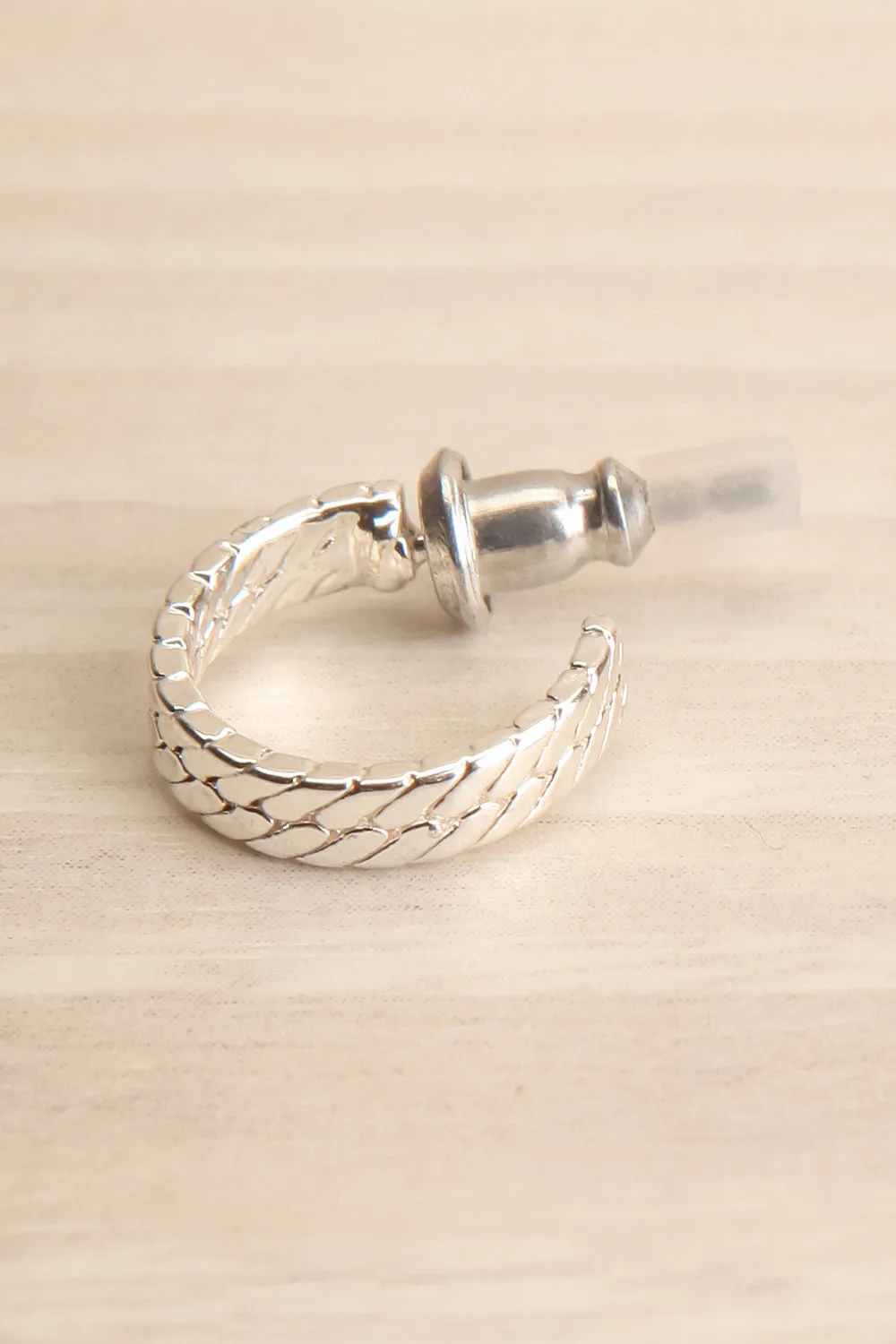 Cavalier Silver | Hoop Earrings w/ Herringbone Pattern