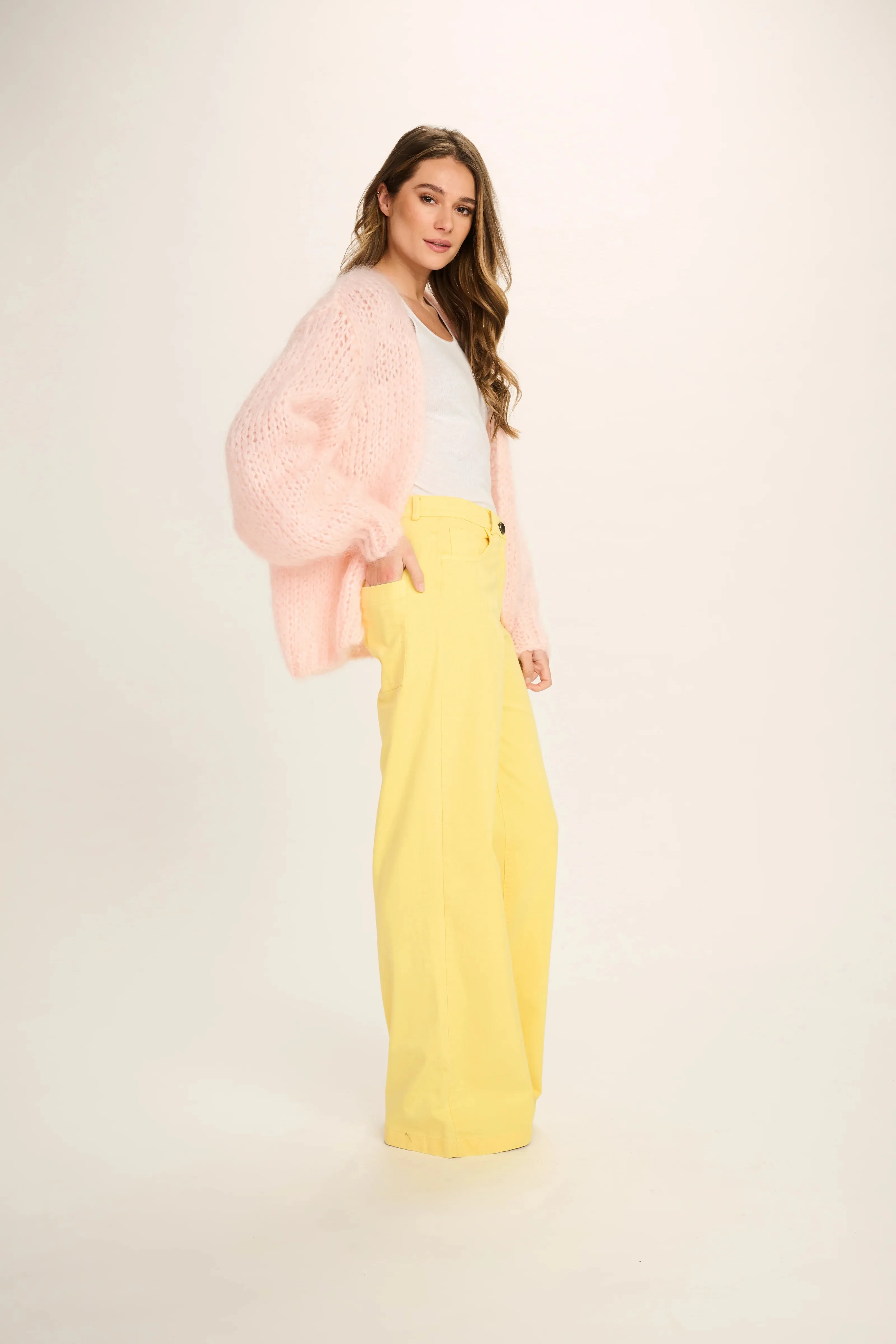 CHARLOTTE MOHAIR CARDIGAN - PASTEL PINK LOVE GRAFITTI - LES TRICOTS D'O