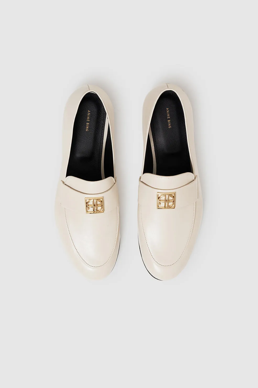 Corrine Loafers - Bone Monogram -ANINE BING
