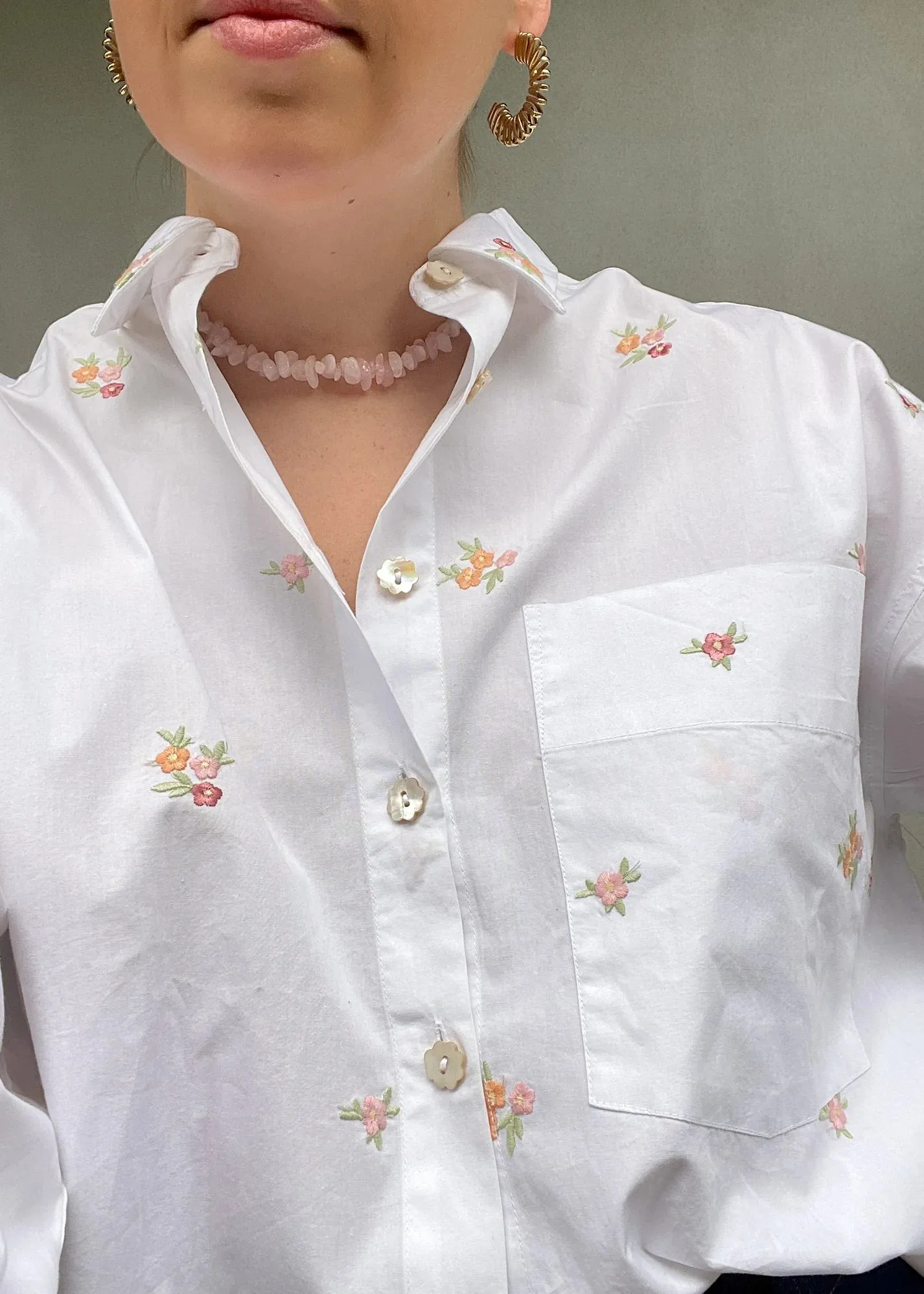 DITSY EMBROIDERED SHIRT - SHERBET -  SAY THE LABEL