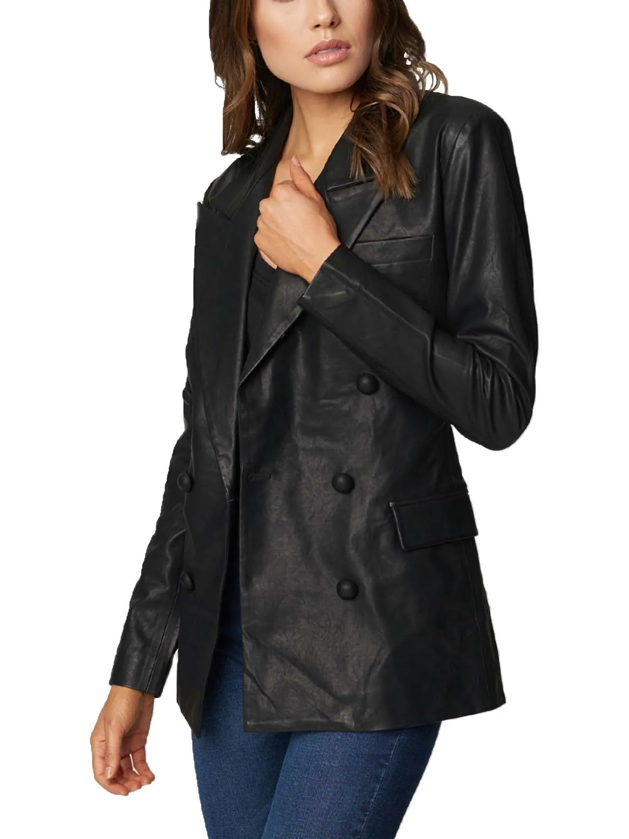 Doorbuster Sleek Vegan Leather Blazer  Going Fast!