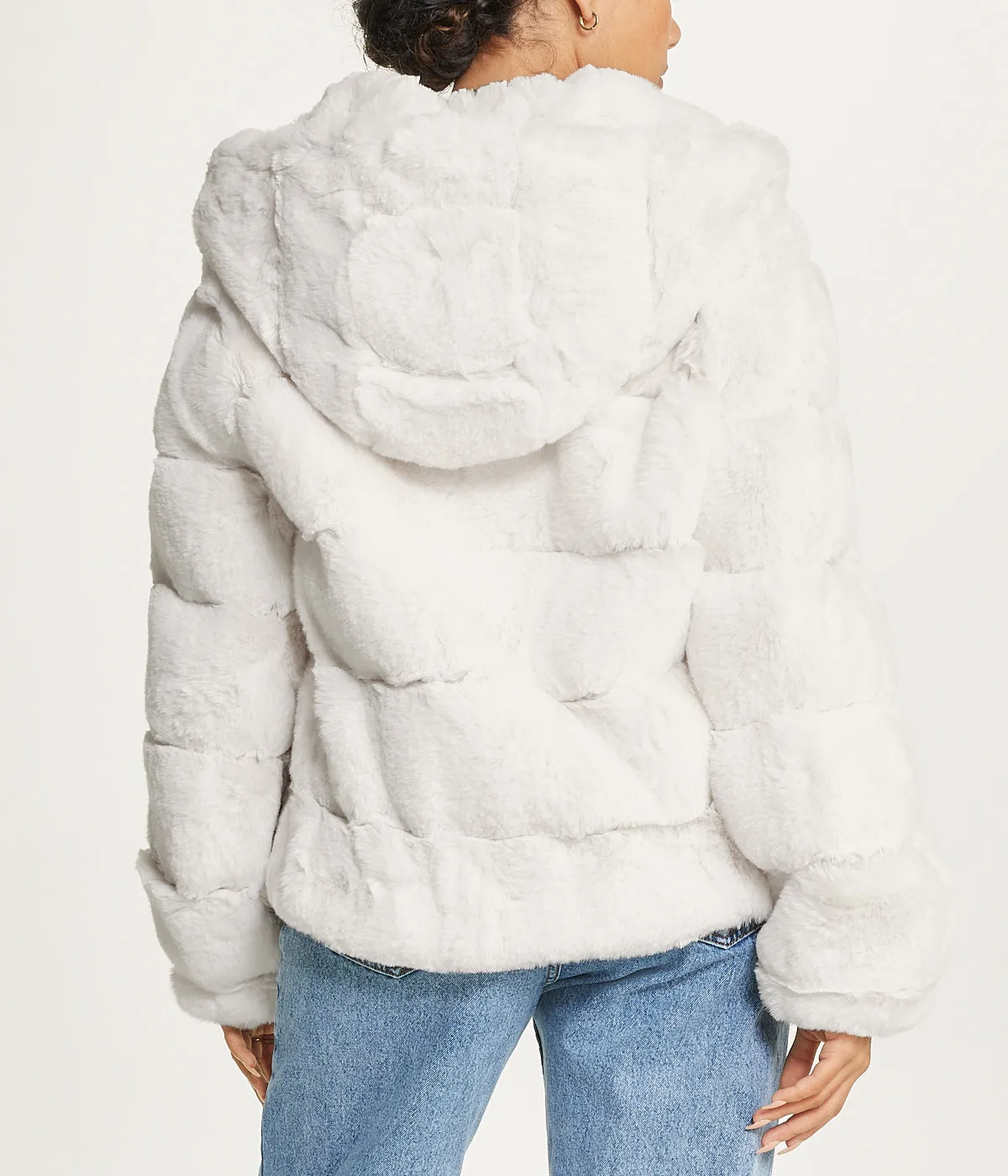 Editors Choice Short Faux Fur With Hood Ivory  Almost Sold Out!